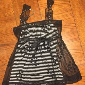 Arden B. Black sheer lace top size small sleeveless